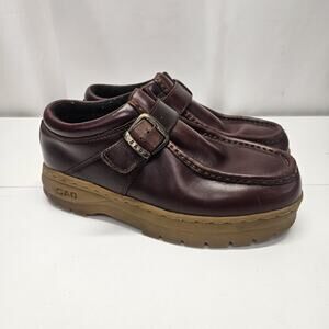 Vtg SAO Chukka Buckle Boots Mens 8.5M Mahogany Leather Shoes Grunge Y2K Lug Boot